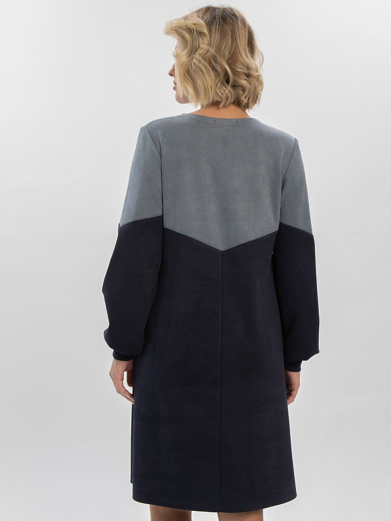 Платье Игра на контрасте (синее) П16405-1М