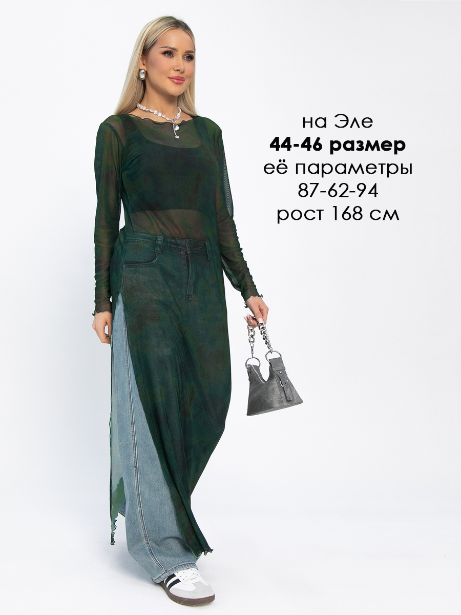 Платье пляжное длинное Ты и море (зеленое) П15291-1М