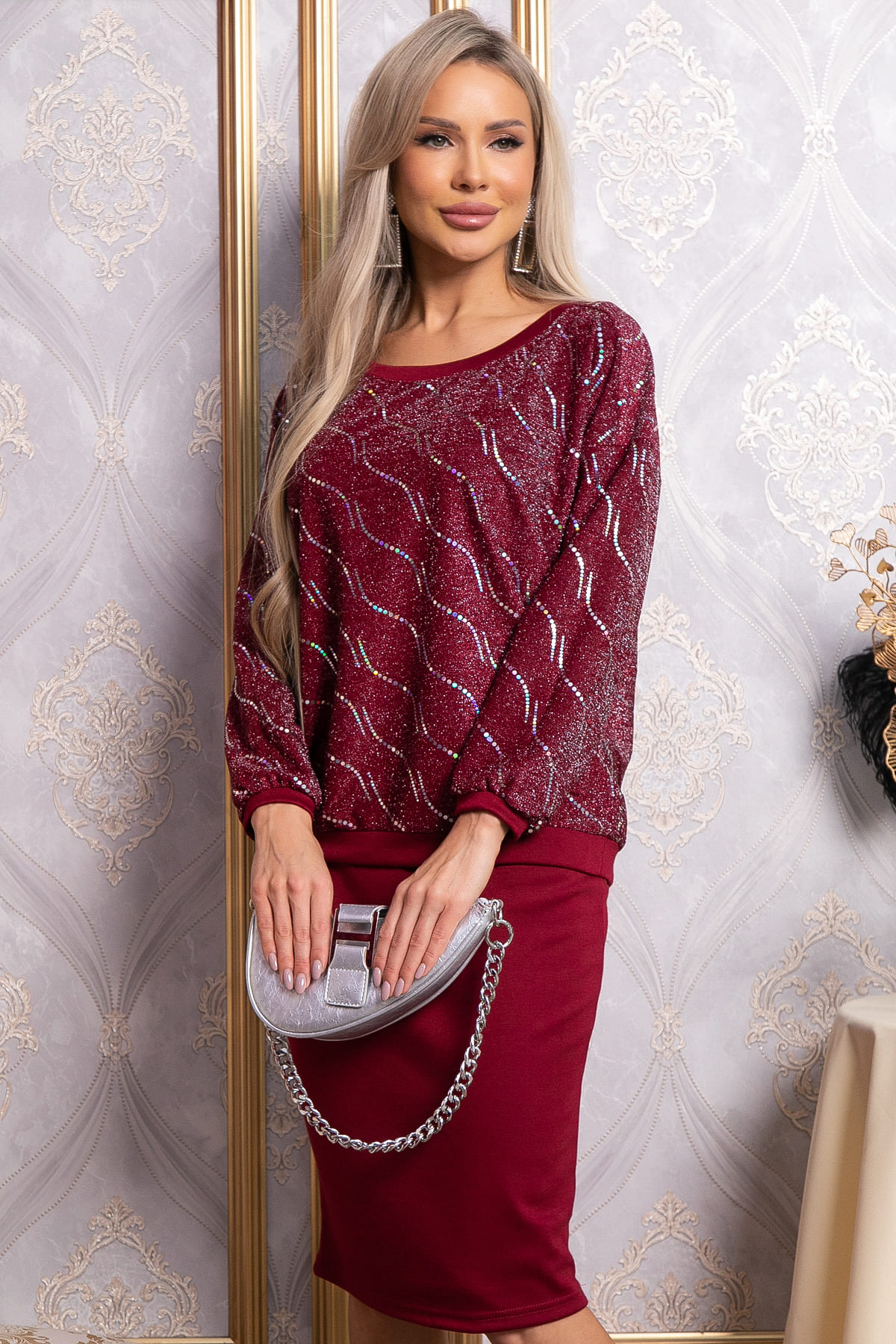 Костюм с юбкой Совершенство форм (бордовое) К14835-10М