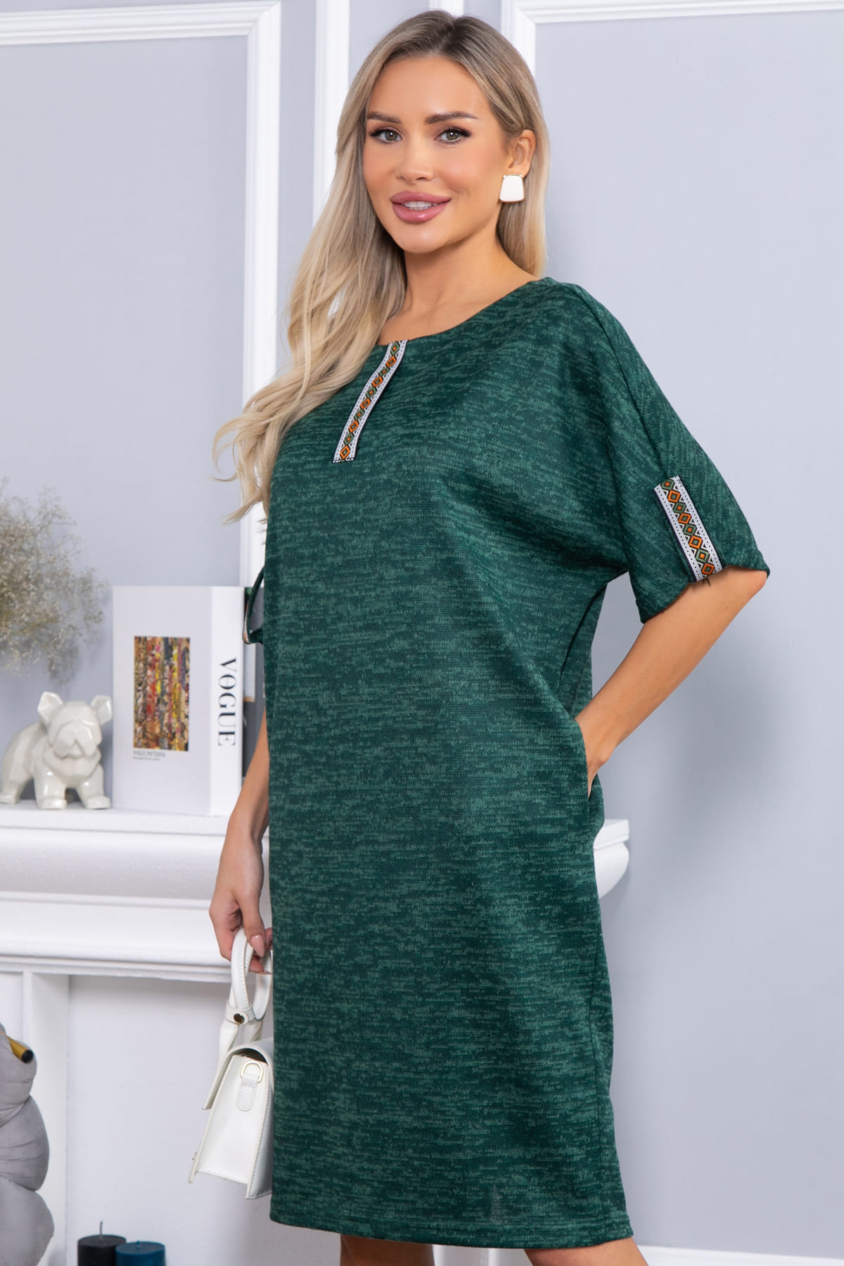 Платье трикотажное Кайла (зеленое) П14587-10М