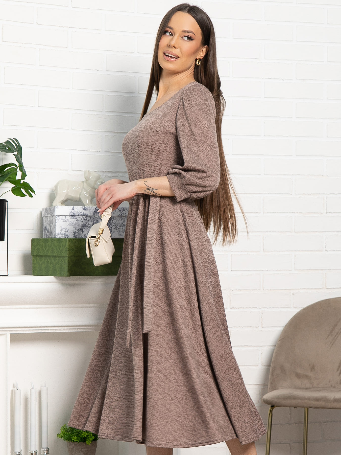 Платье трикотажное Ирина НЬЮ (кофе) П15220-9М