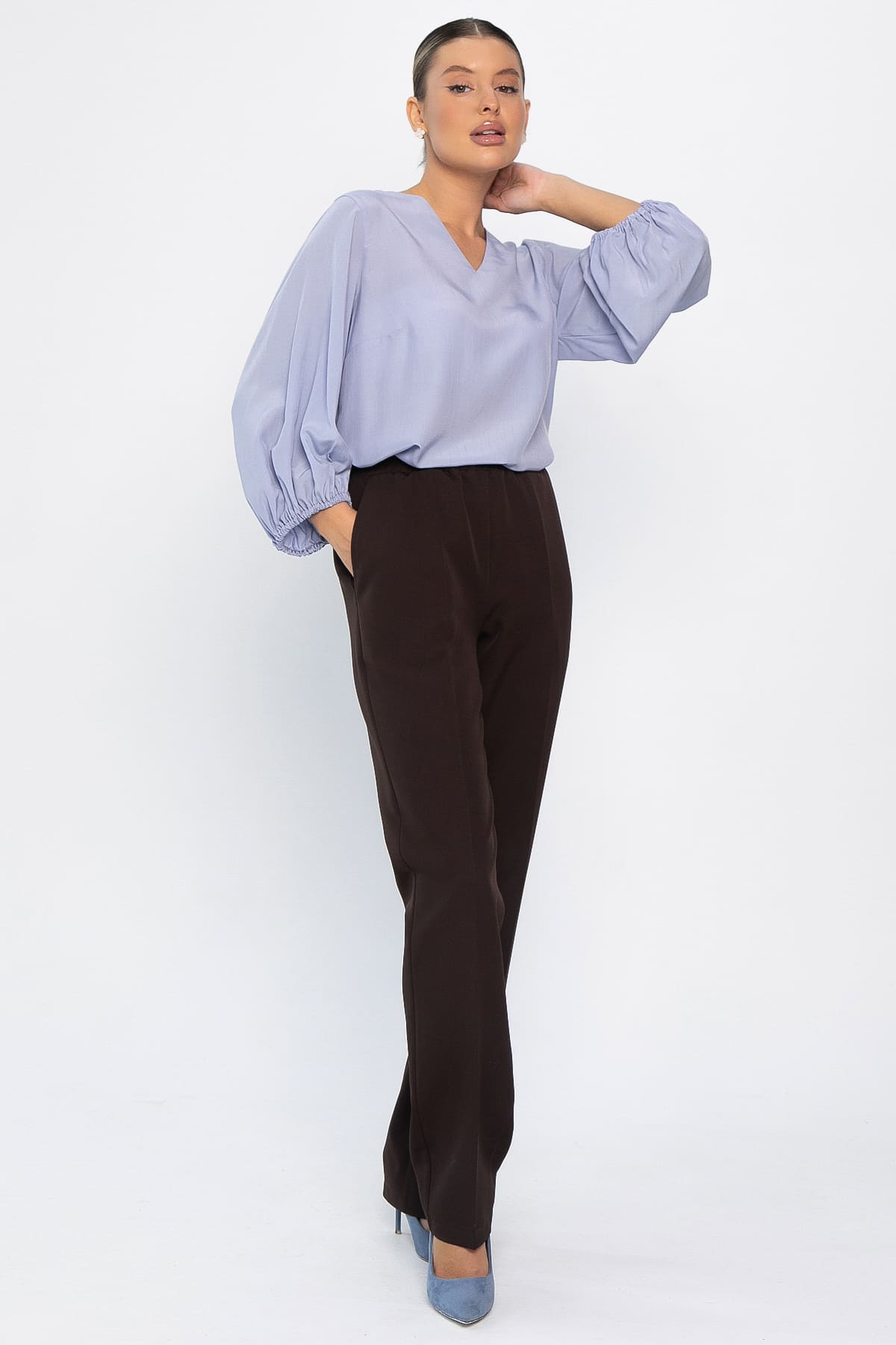 Брюки на резинке Эльда (коричневые) Б14332-9М